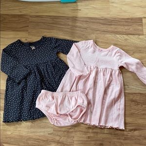 Two cute dresses, matching bloomers